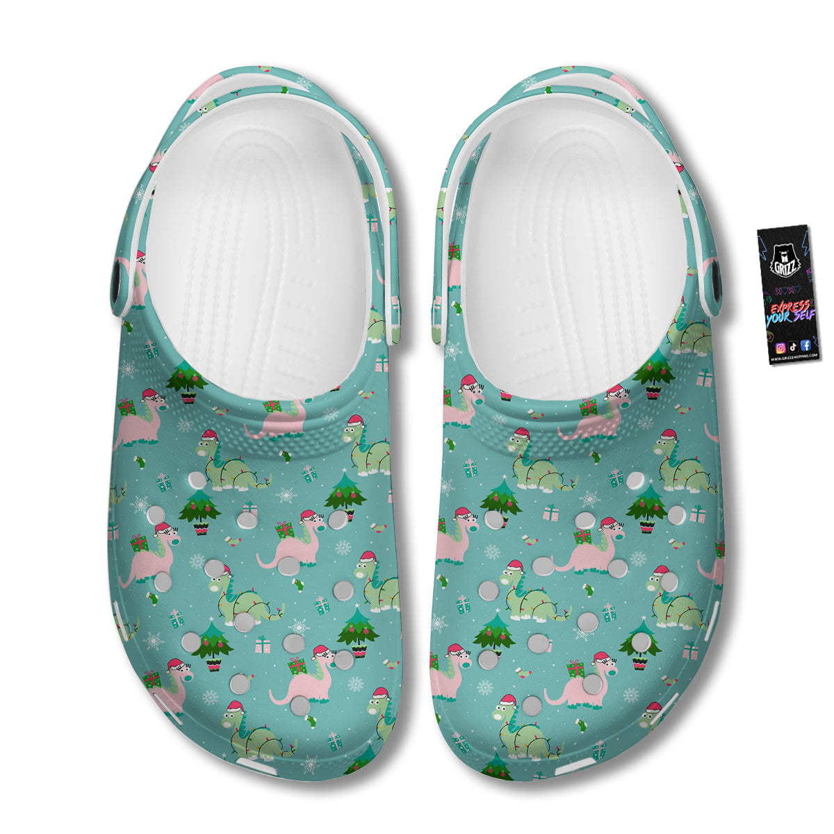 Dinosaur Xmas Print Pattern Clog-grizzshop