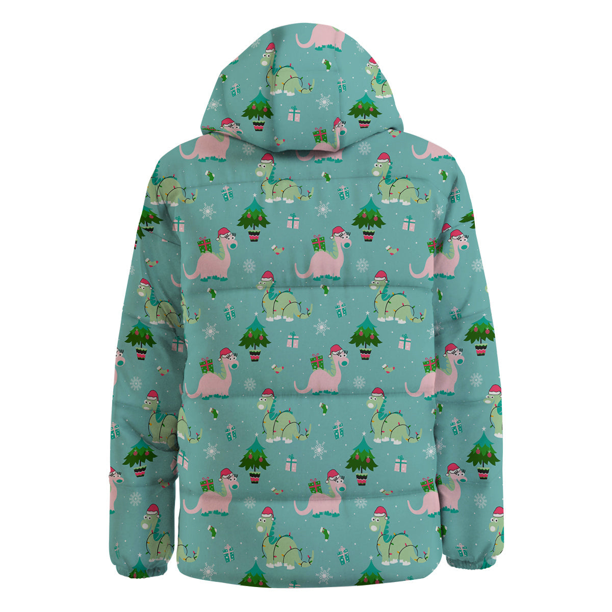 Dinosaur Xmas Print Pattern Down Jacket-grizzshop