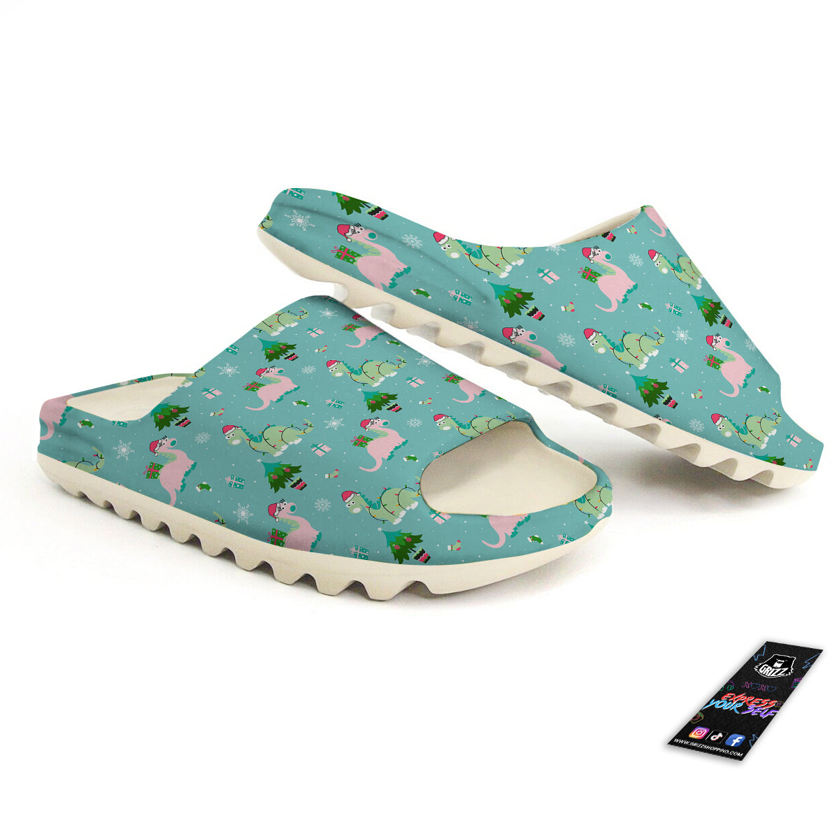 Dinosaur Xmas Print Pattern Sandals-grizzshop