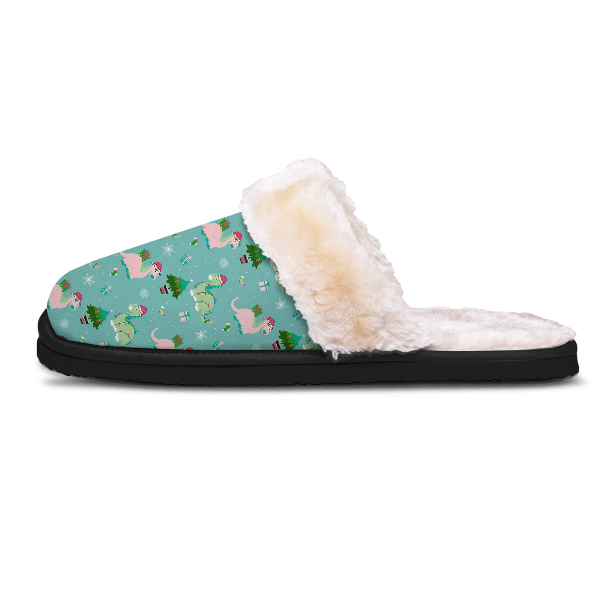 Dinosaur Xmas Print Pattern Slippers-grizzshop