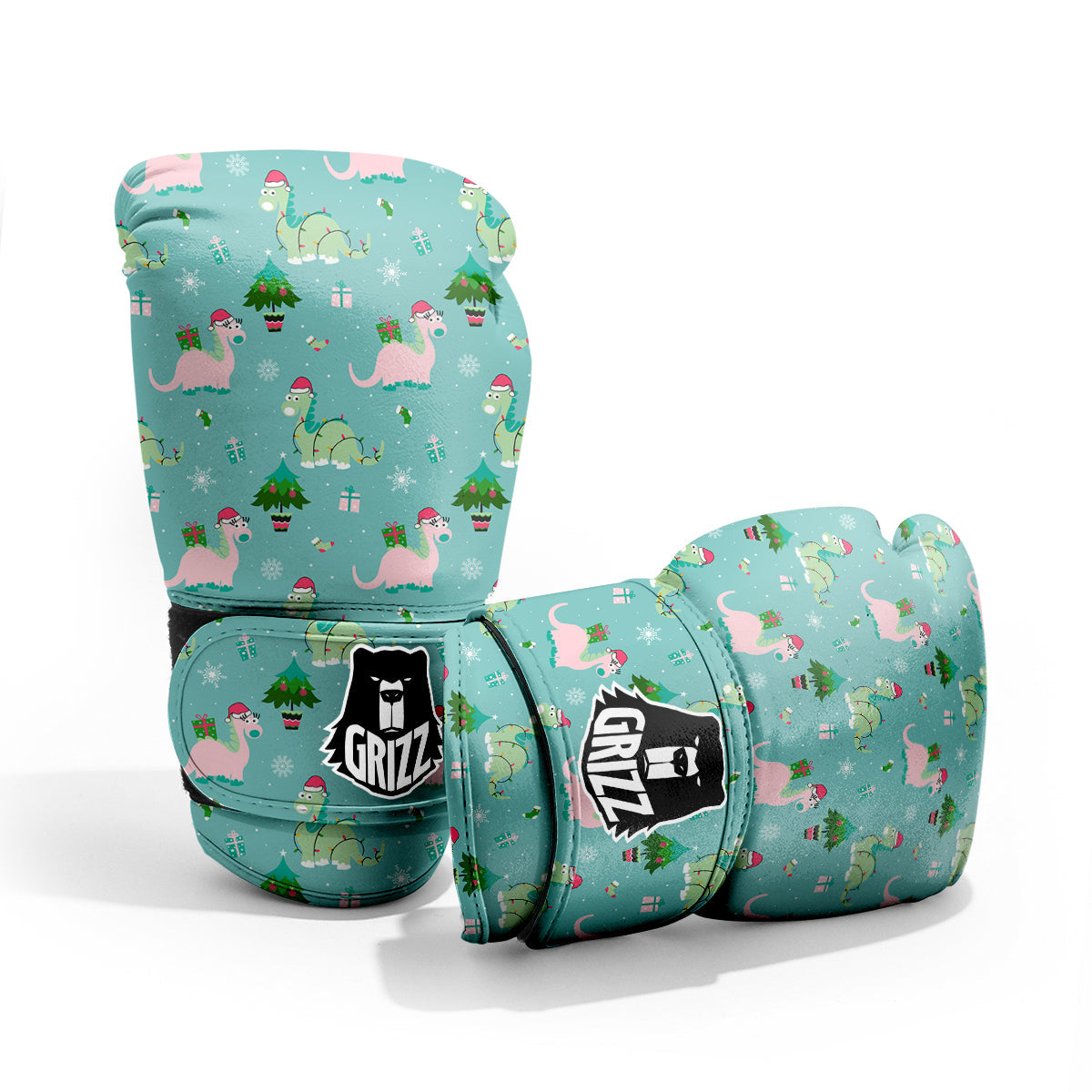 Dinosaur Xmas Print Pattern Pro Boxing Glove
