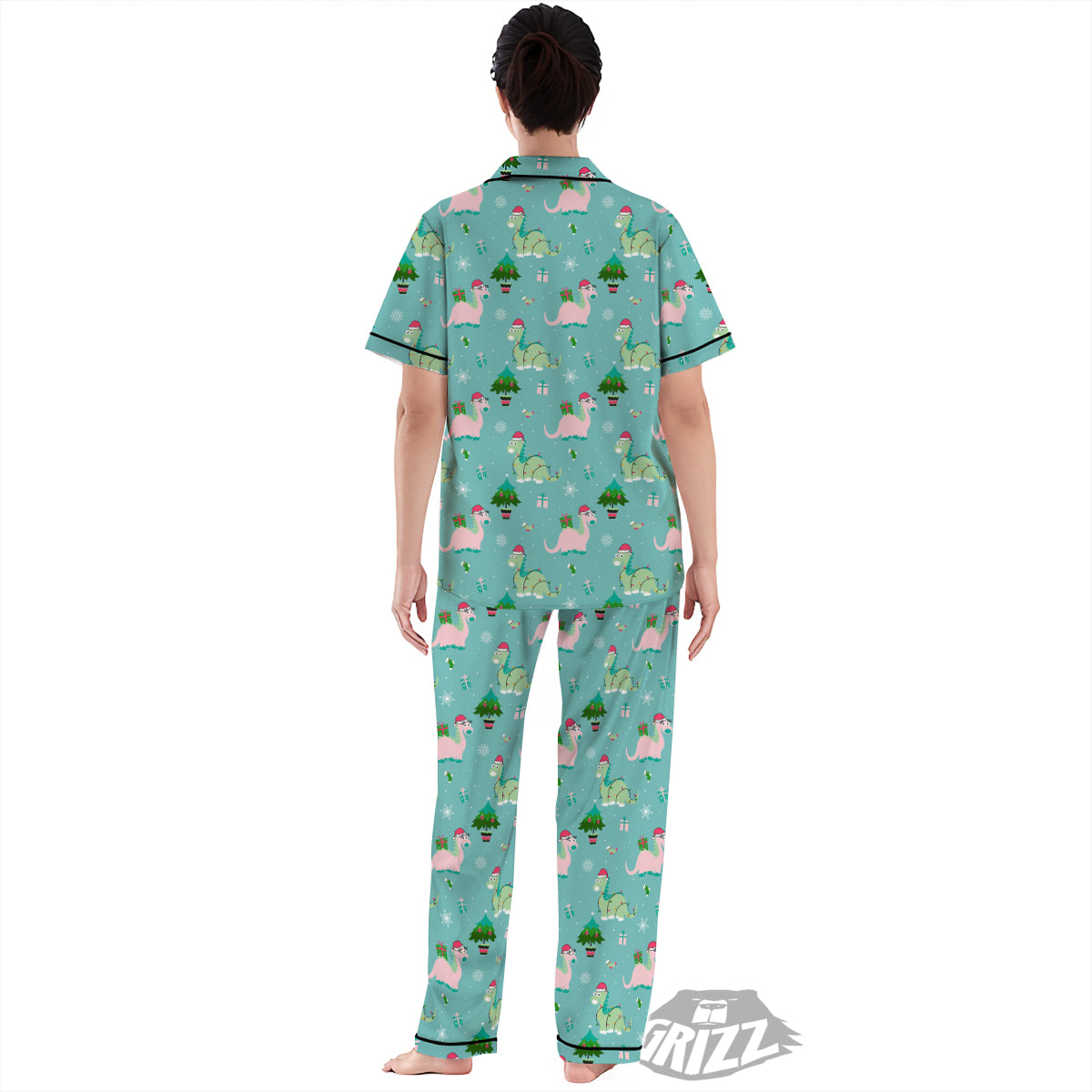 Dinosaur Xmas Print Pattern Women's Pajamas Set-grizzshop