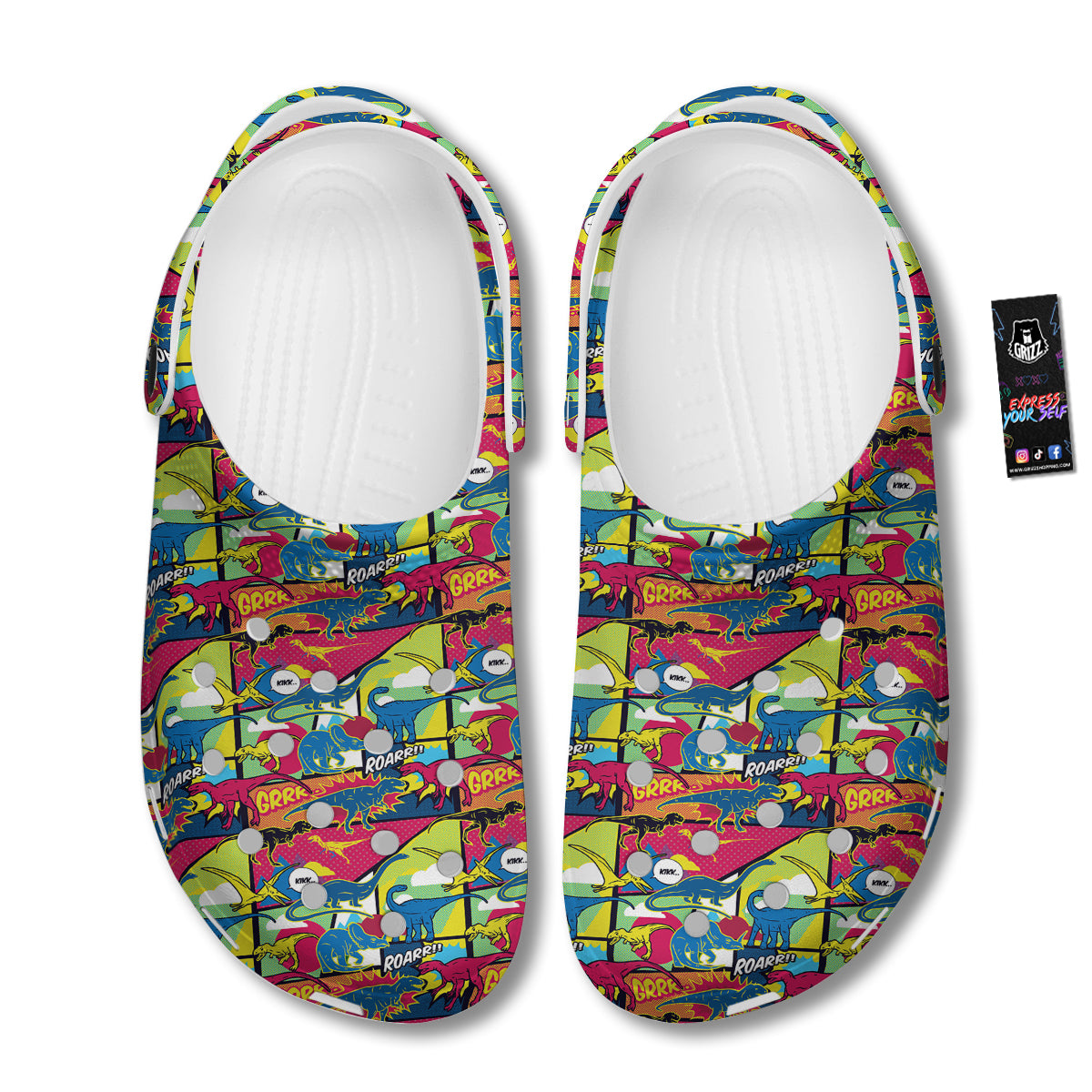 Dinosaurs Comic Print Pattern Clog-grizzshop