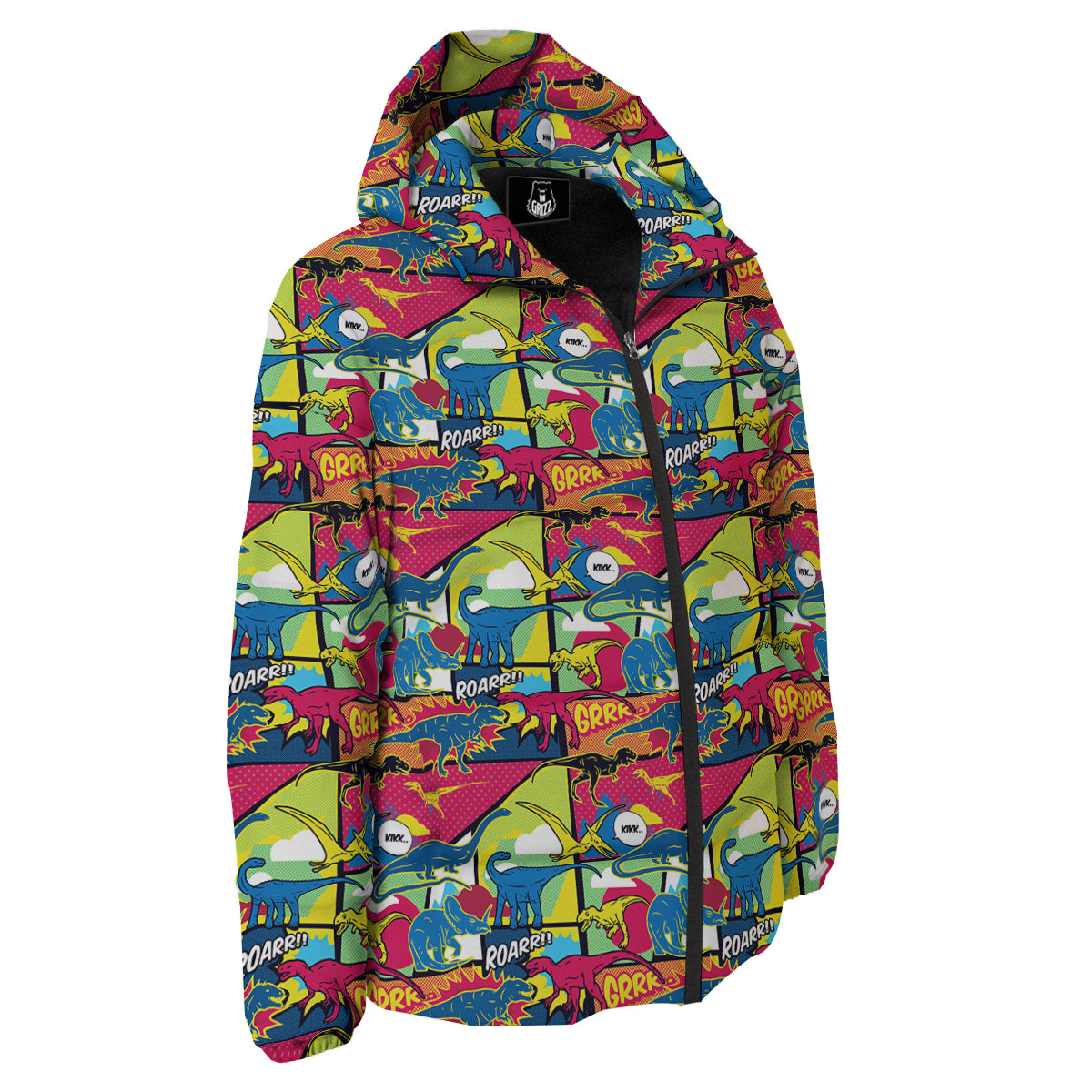 Dinosaurs Comic Print Pattern Down Jacket-grizzshop