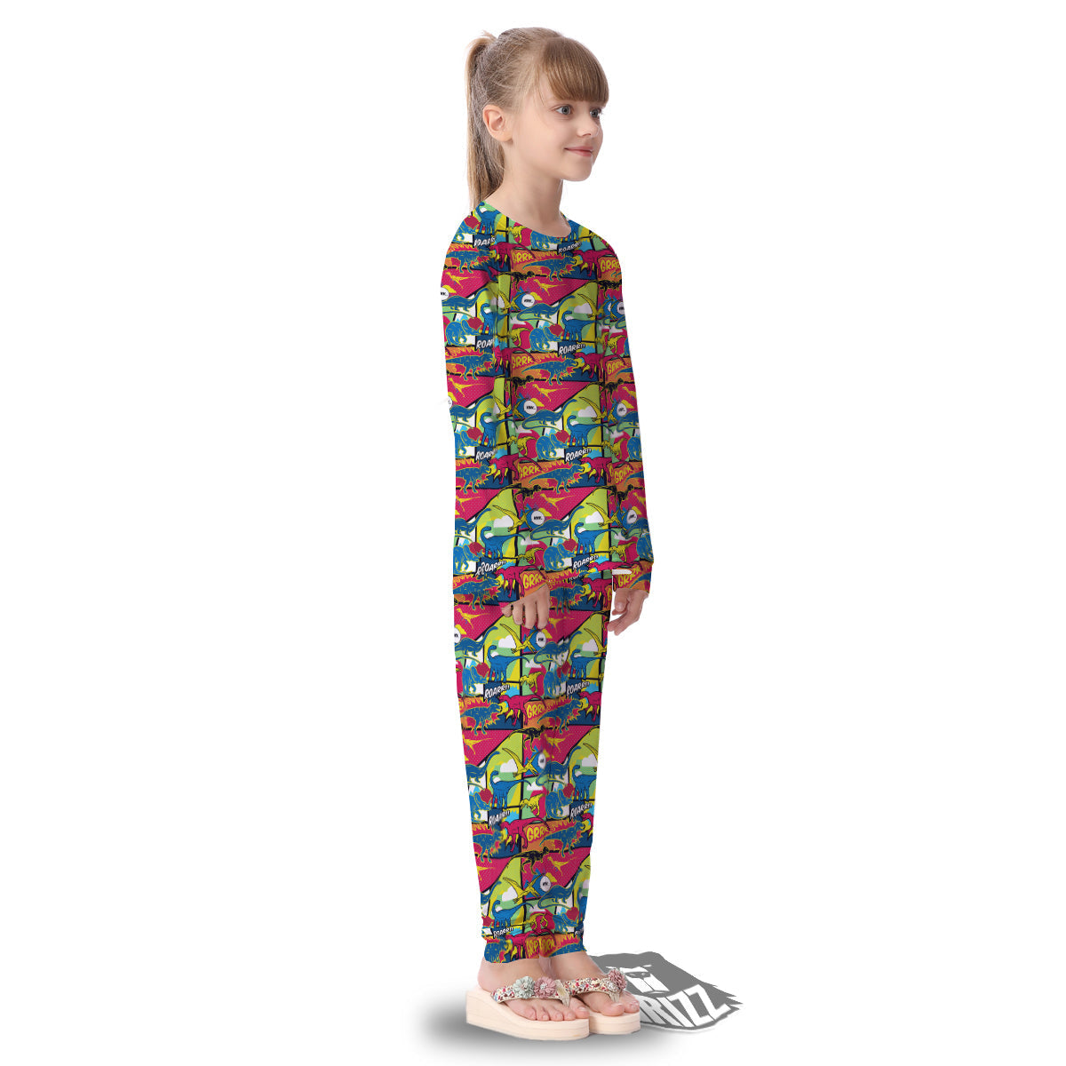 Dinosaurs Comic Print Pattern Kid's Pajamas-grizzshop