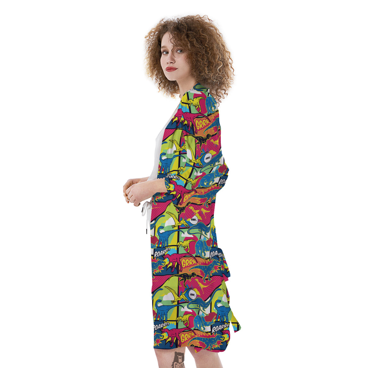 Dinosaurs Comic Print Pattern Kimono-grizzshop