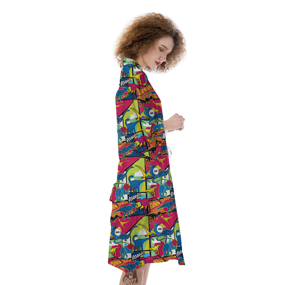 Dinosaurs Comic Print Pattern Kimono-grizzshop