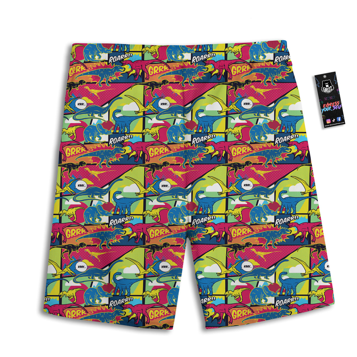 Dinosaurs Comic Print Pattern Men's Athletic Shorts