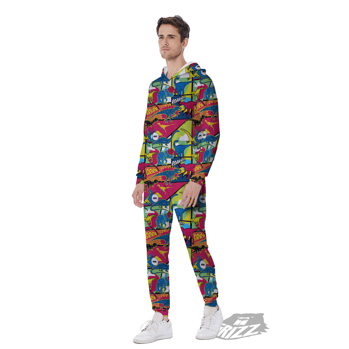 Dinosaurs Comic Print Pattern Men's Jumpsuit-grizzshop