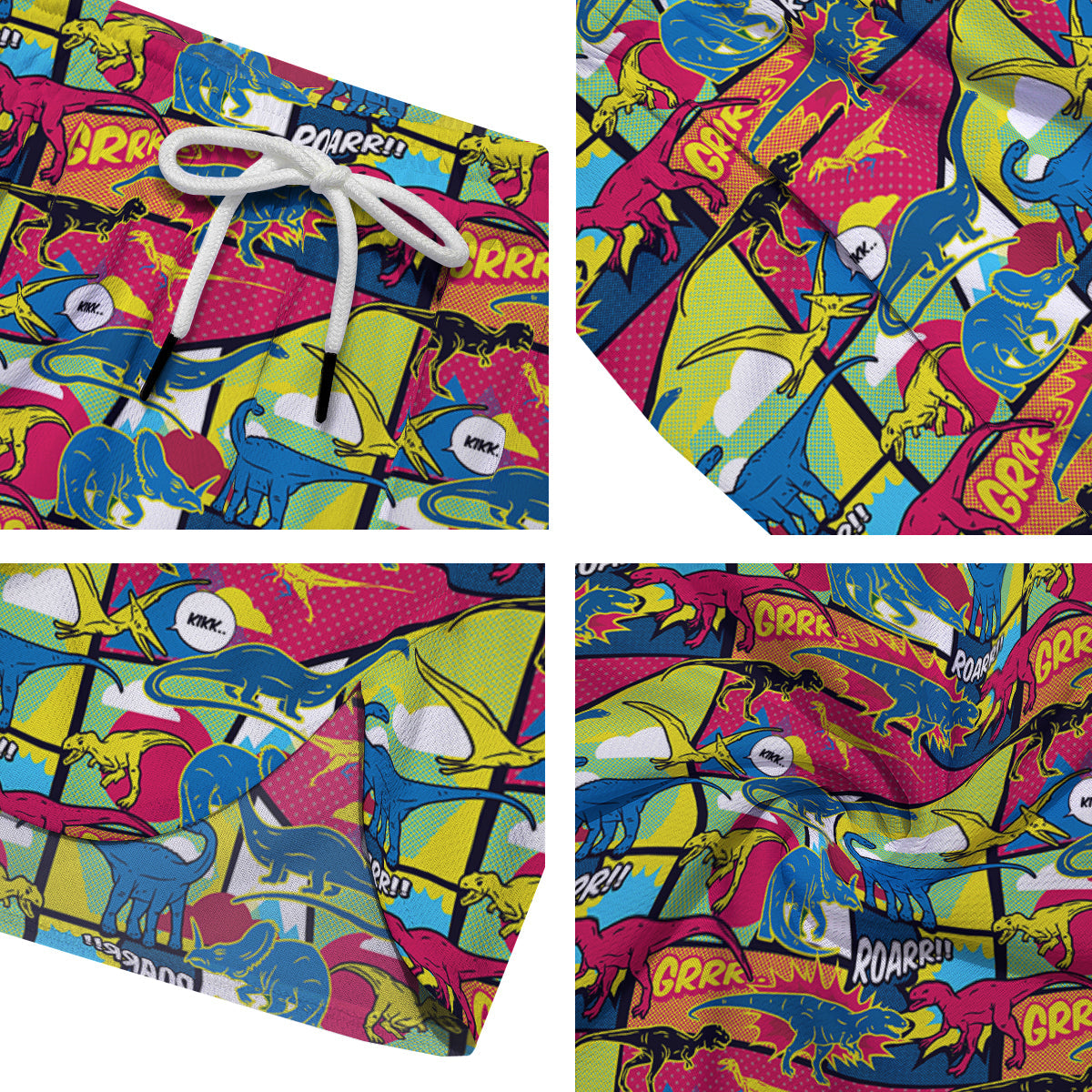 Dinosaurs Comic Print Pattern Men's Running Shorts-grizzshop