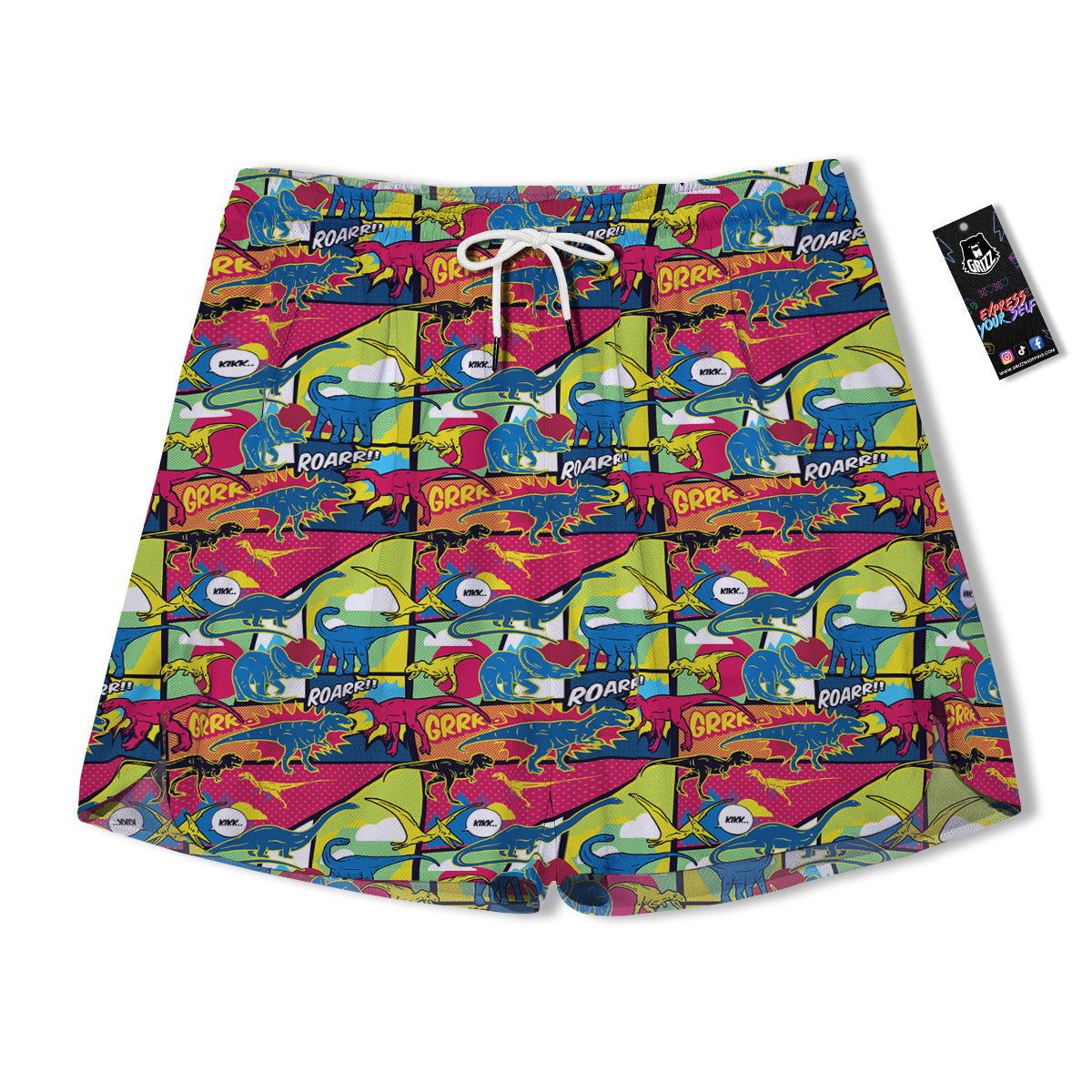 Dinosaurs Comic Print Pattern Men's Running Shorts-grizzshop