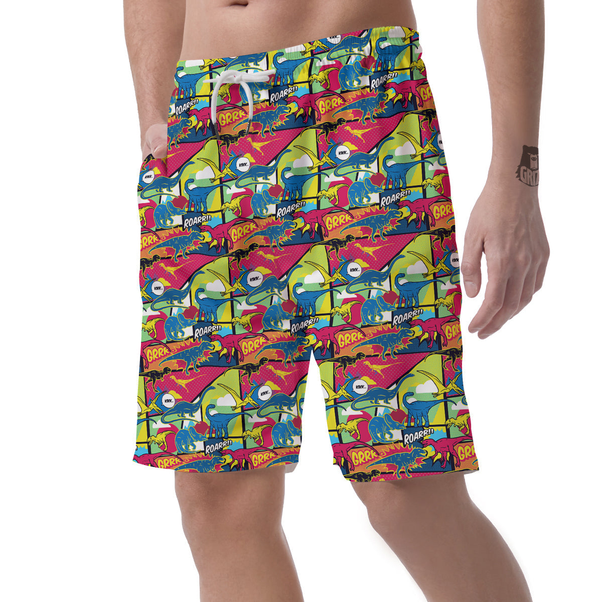 Dinosaurs Comic Print Pattern Men's Shorts-grizzshop