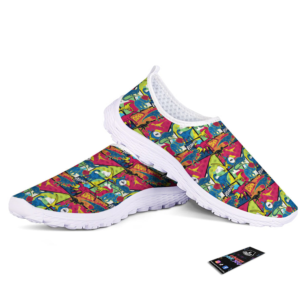 Dinosaurs Comic Print Pattern Nurse Shoes-grizzshop