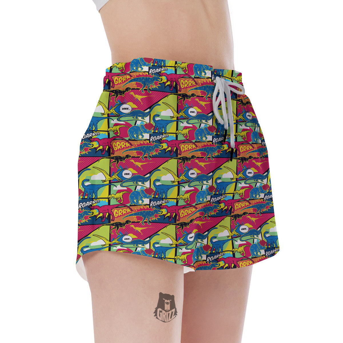 Dinosaurs Comic Print Pattern Women's Shorts-grizzshop