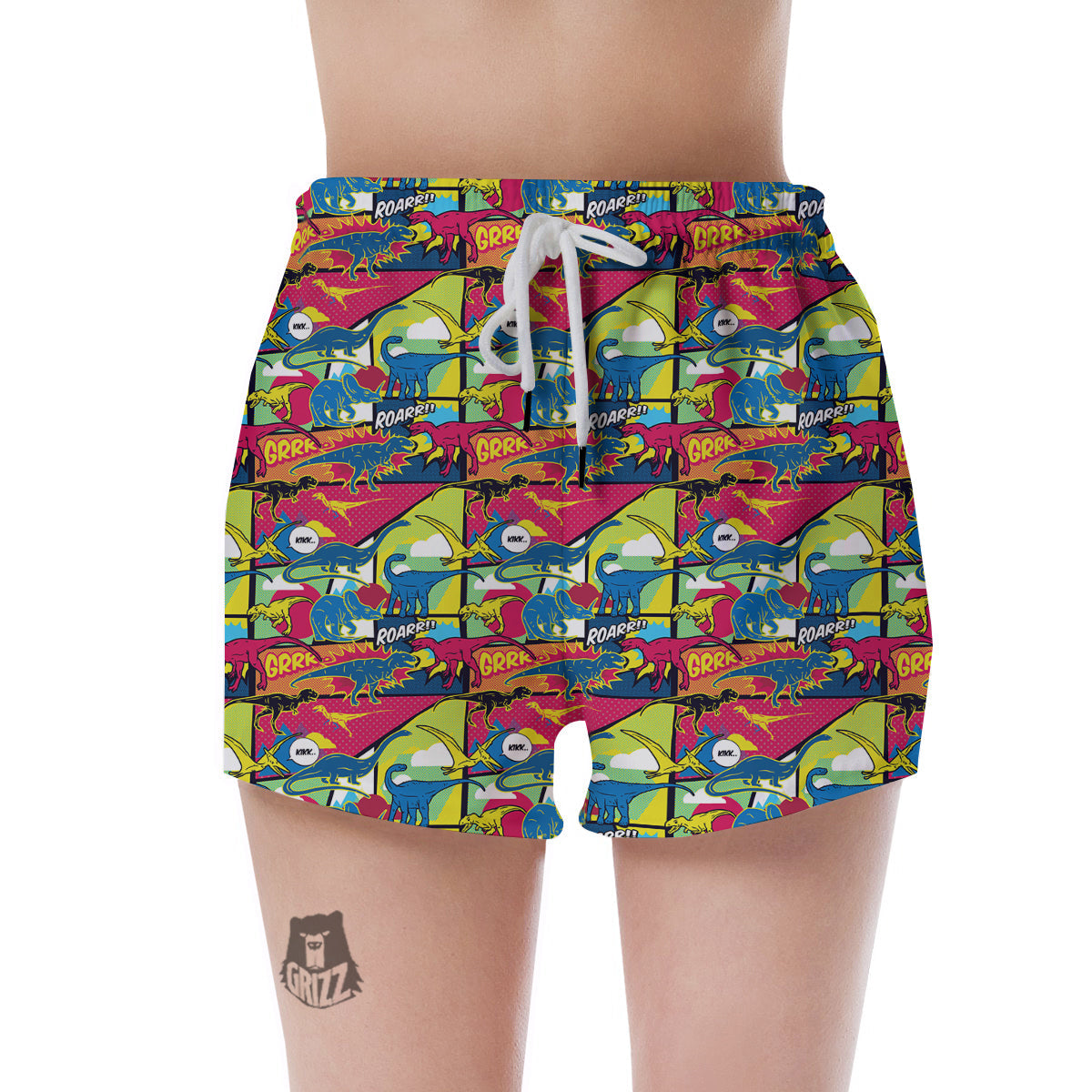 Dinosaurs Comic Print Pattern Women's Shorts-grizzshop