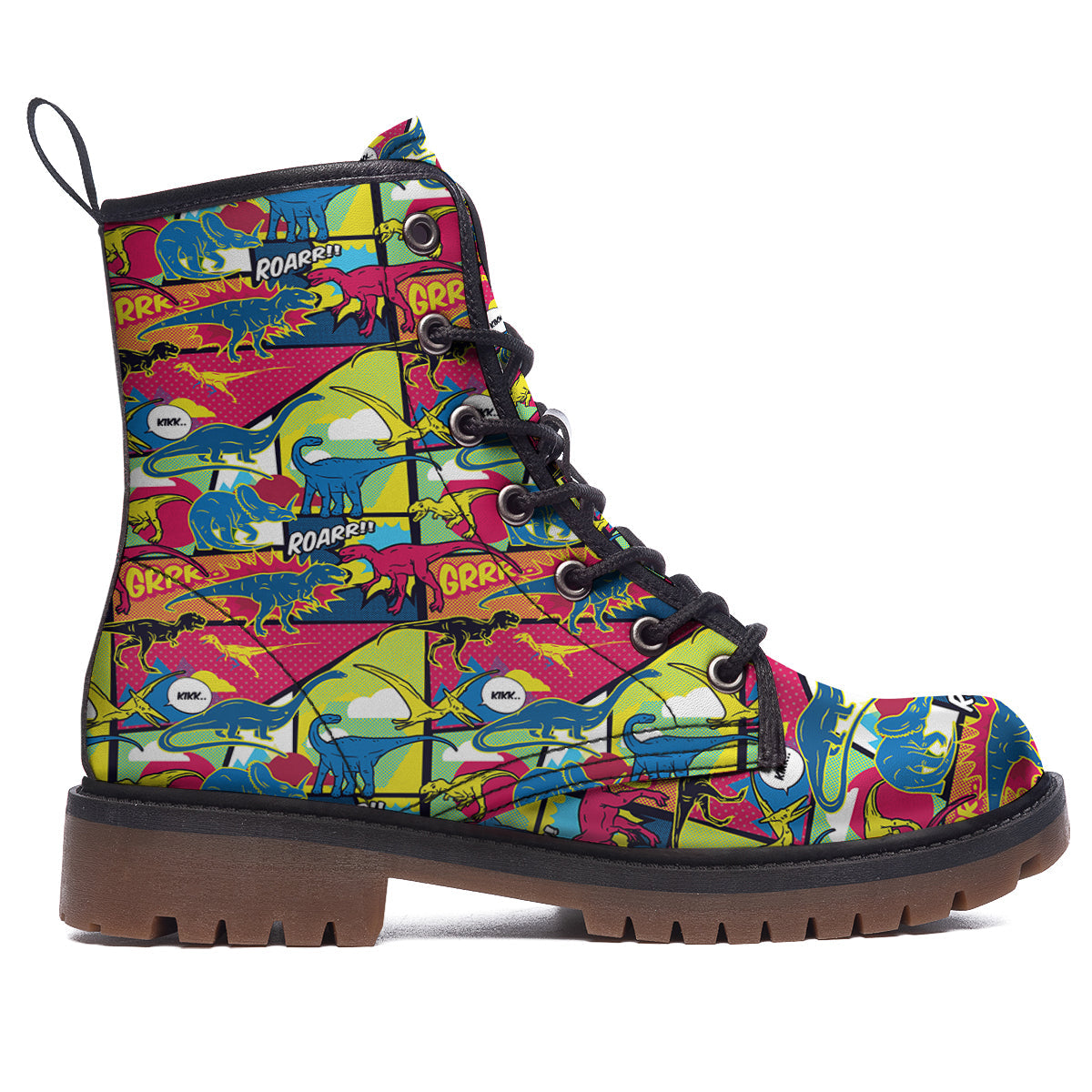 Dinosaurs Comic Print Pattern Work Boots-grizzshop
