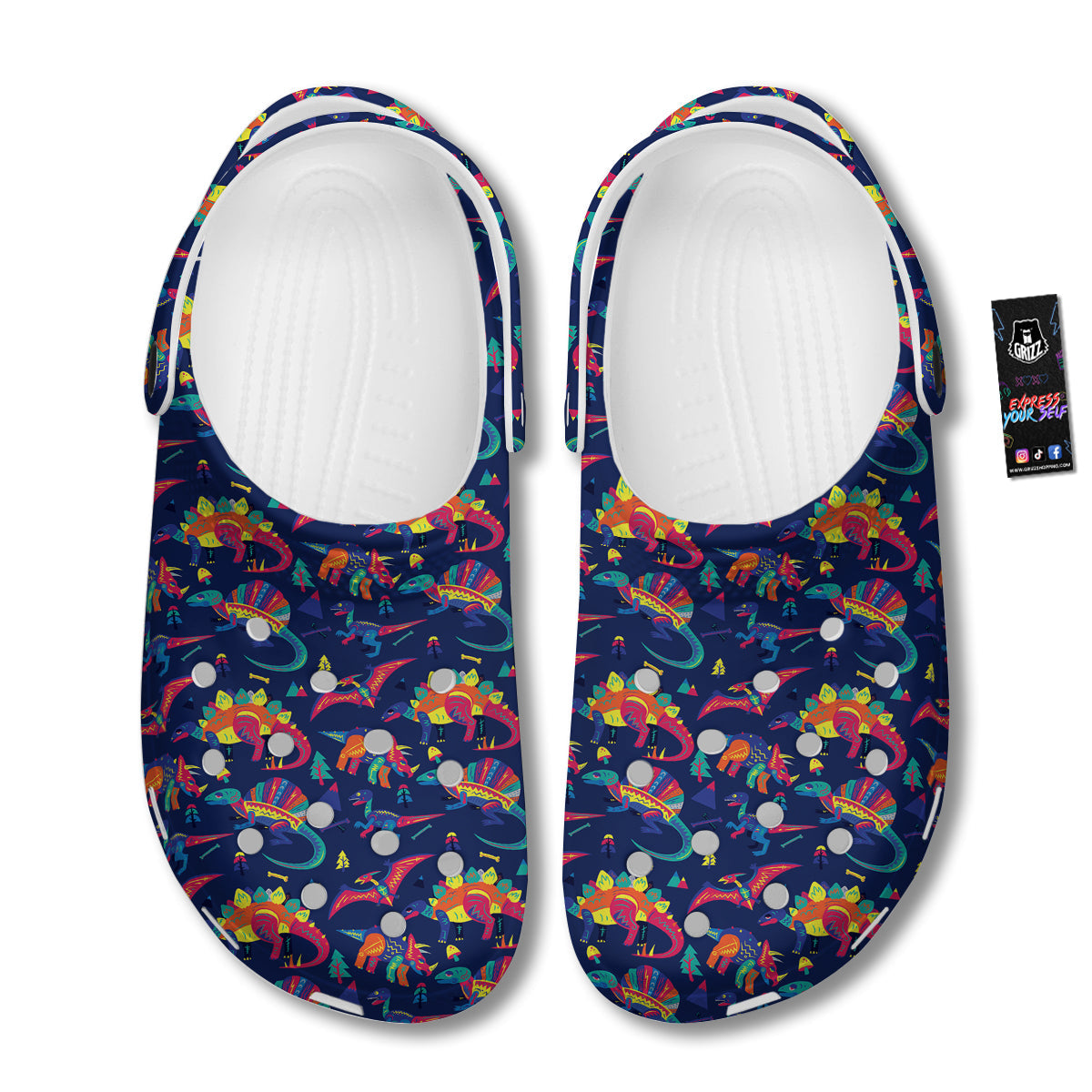 Dinosaurs Cute Colorful Print Pattern Clog-grizzshop