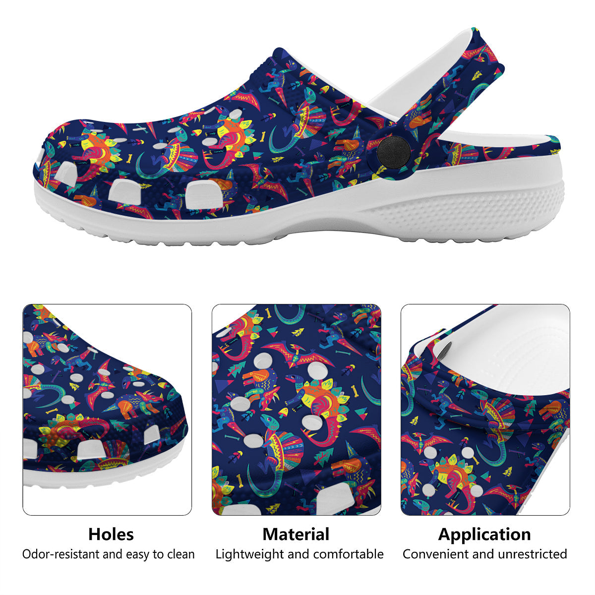 Dinosaurs Cute Colorful Print Pattern Clog-grizzshop