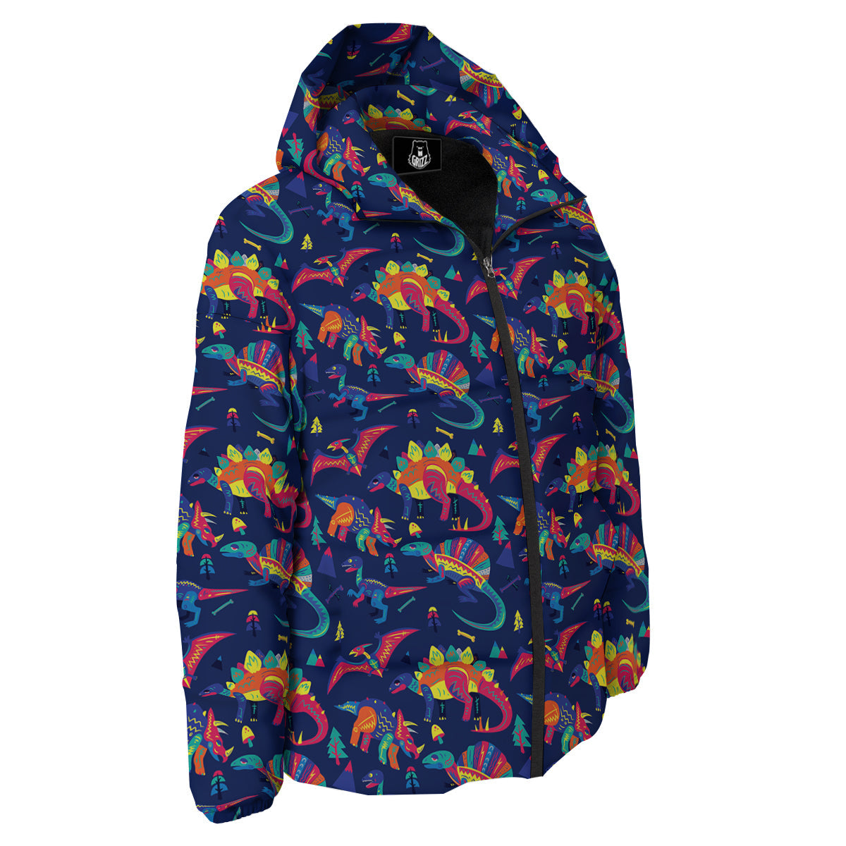 Dinosaurs Cute Colorful Print Pattern Down Jacket-grizzshop