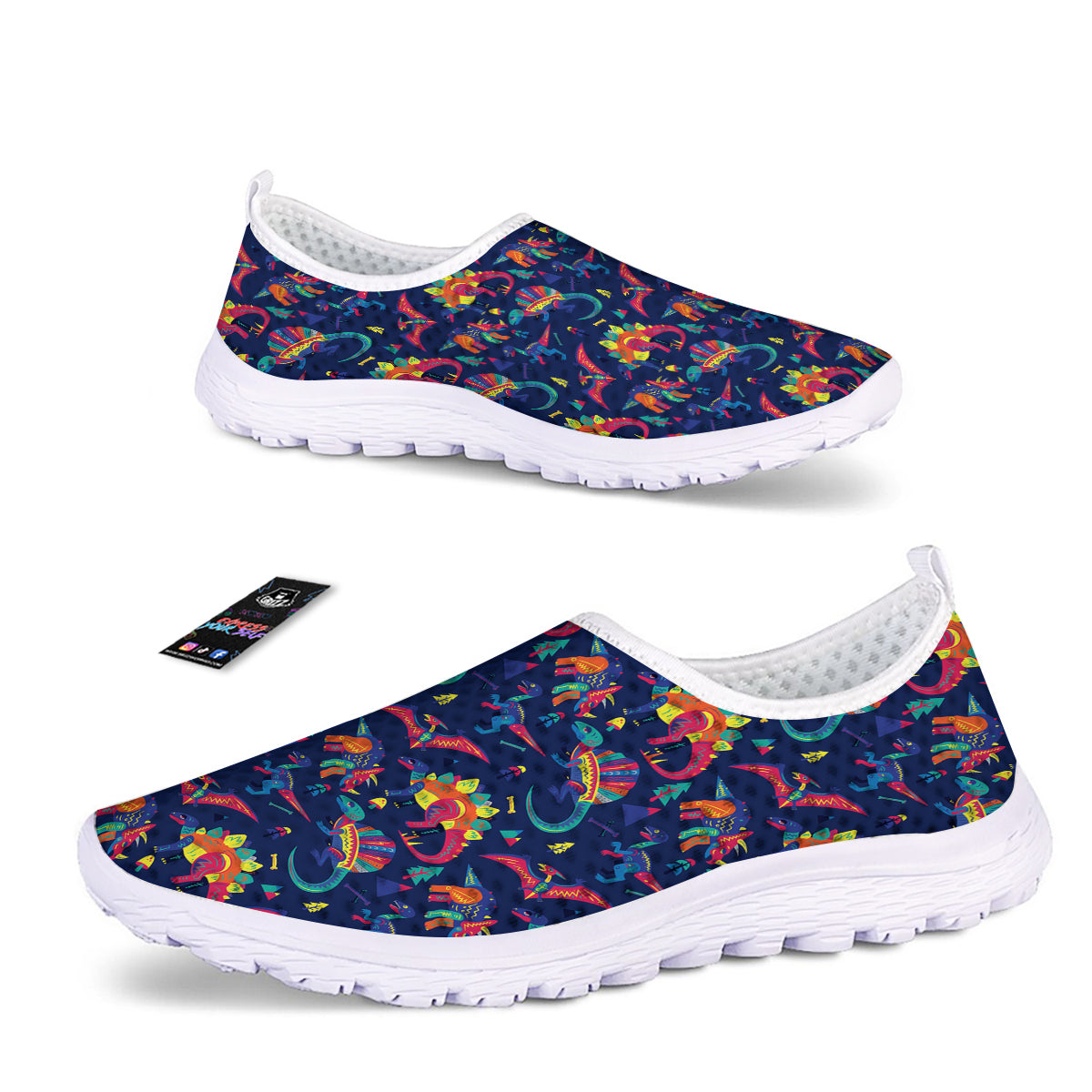 Dinosaurs Cute Colorful Print Pattern Nurse Shoes-grizzshop