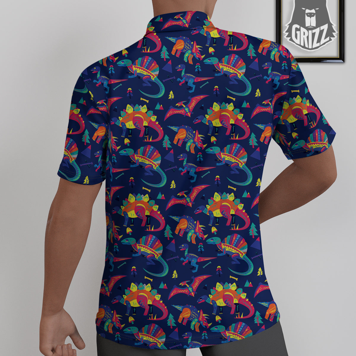 Dinosaurs Cute Colorful Print Pattern Untucked Shirts-grizzshop