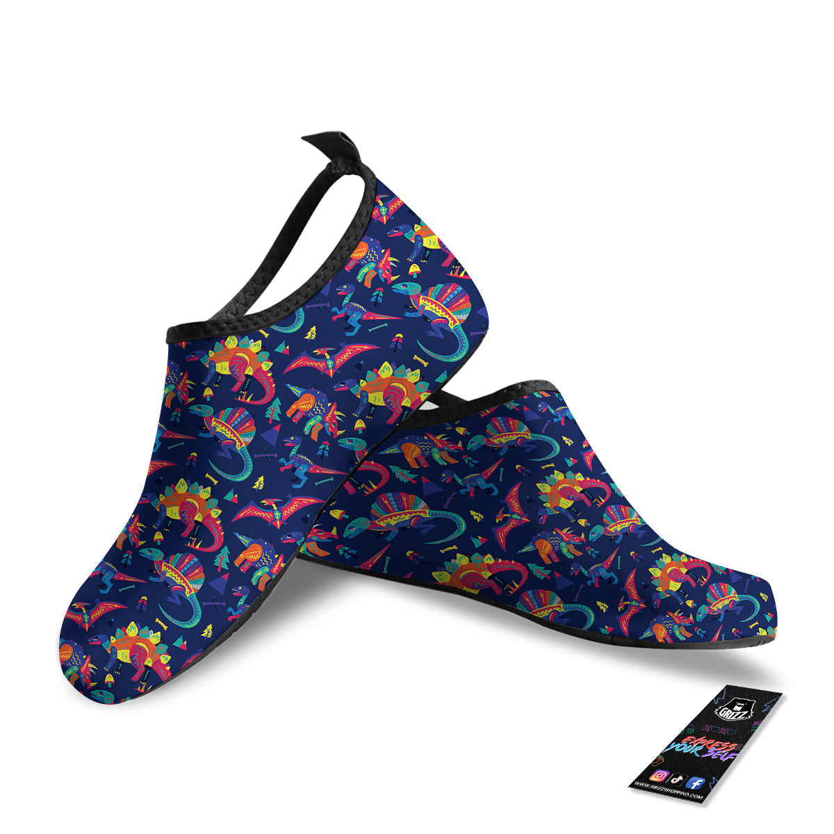 Dinosaurs Cute Colorful Print Pattern Water Shoes-grizzshop