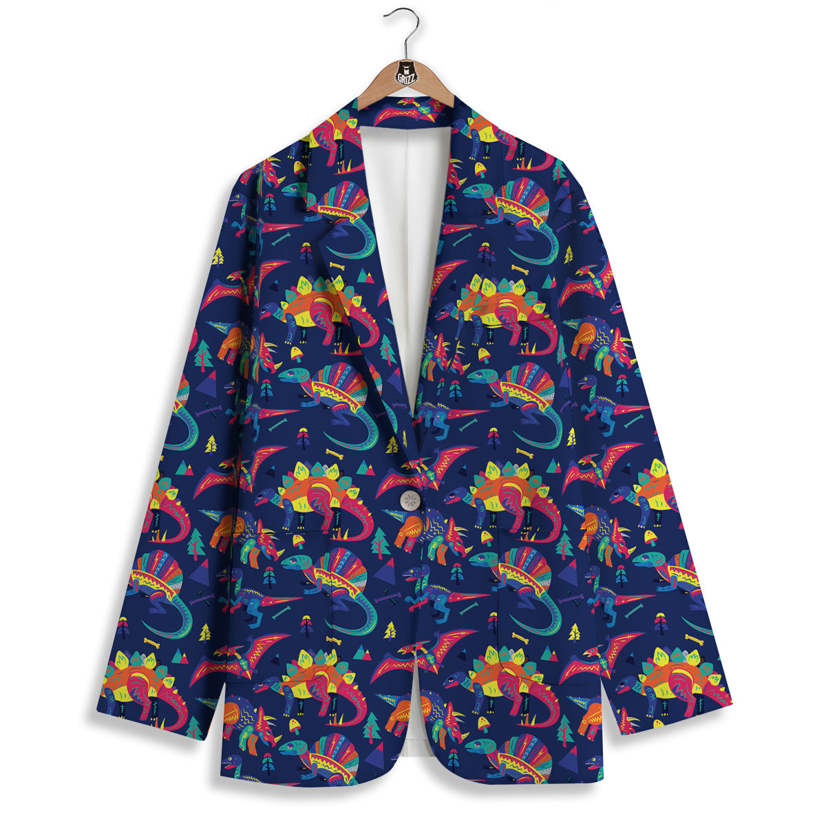 Dinosaurs Cute Colorful Print Pattern Women's Blazer-grizzshop
