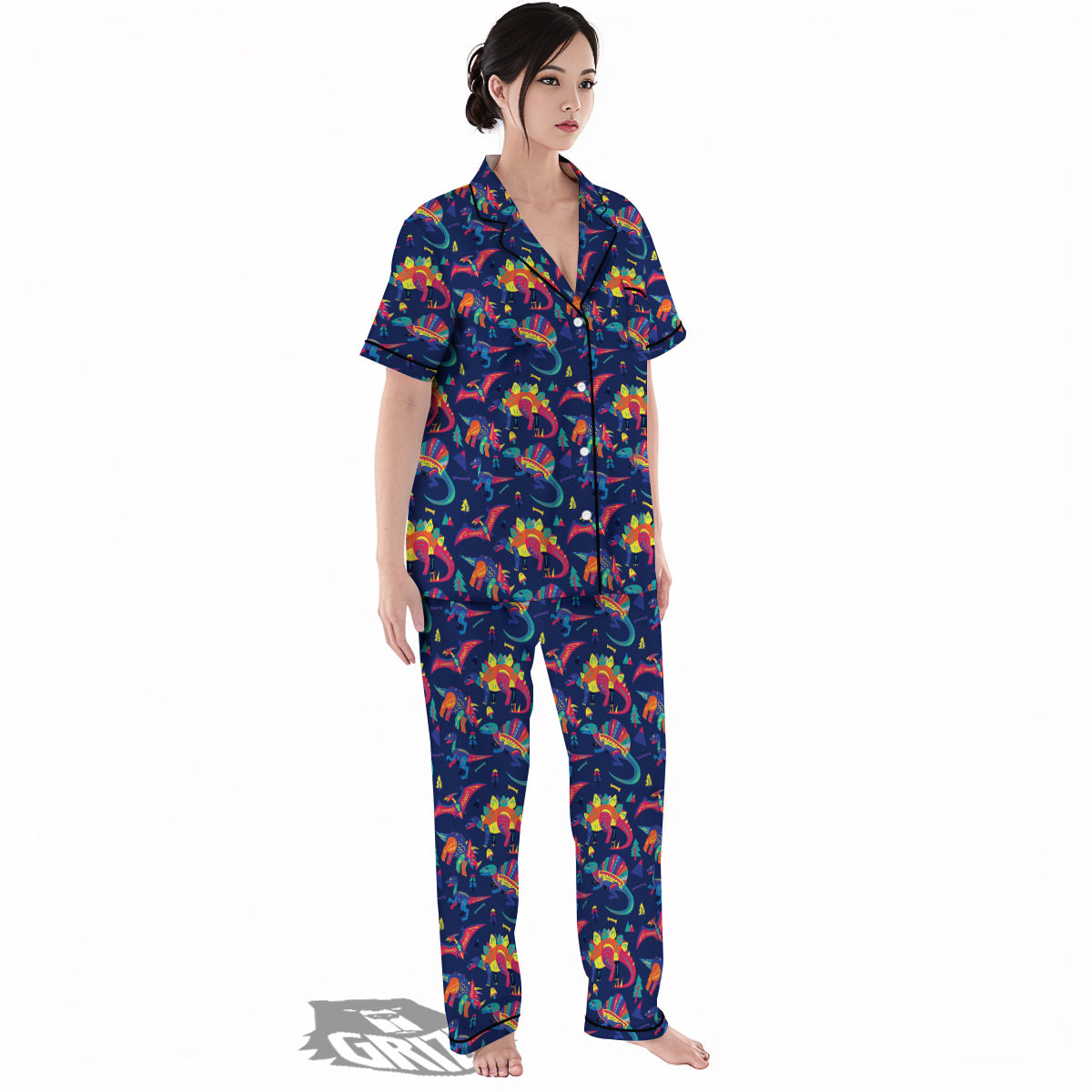 Dinosaurs Cute Colorful Print Pattern Women's Pajamas Set-grizzshop