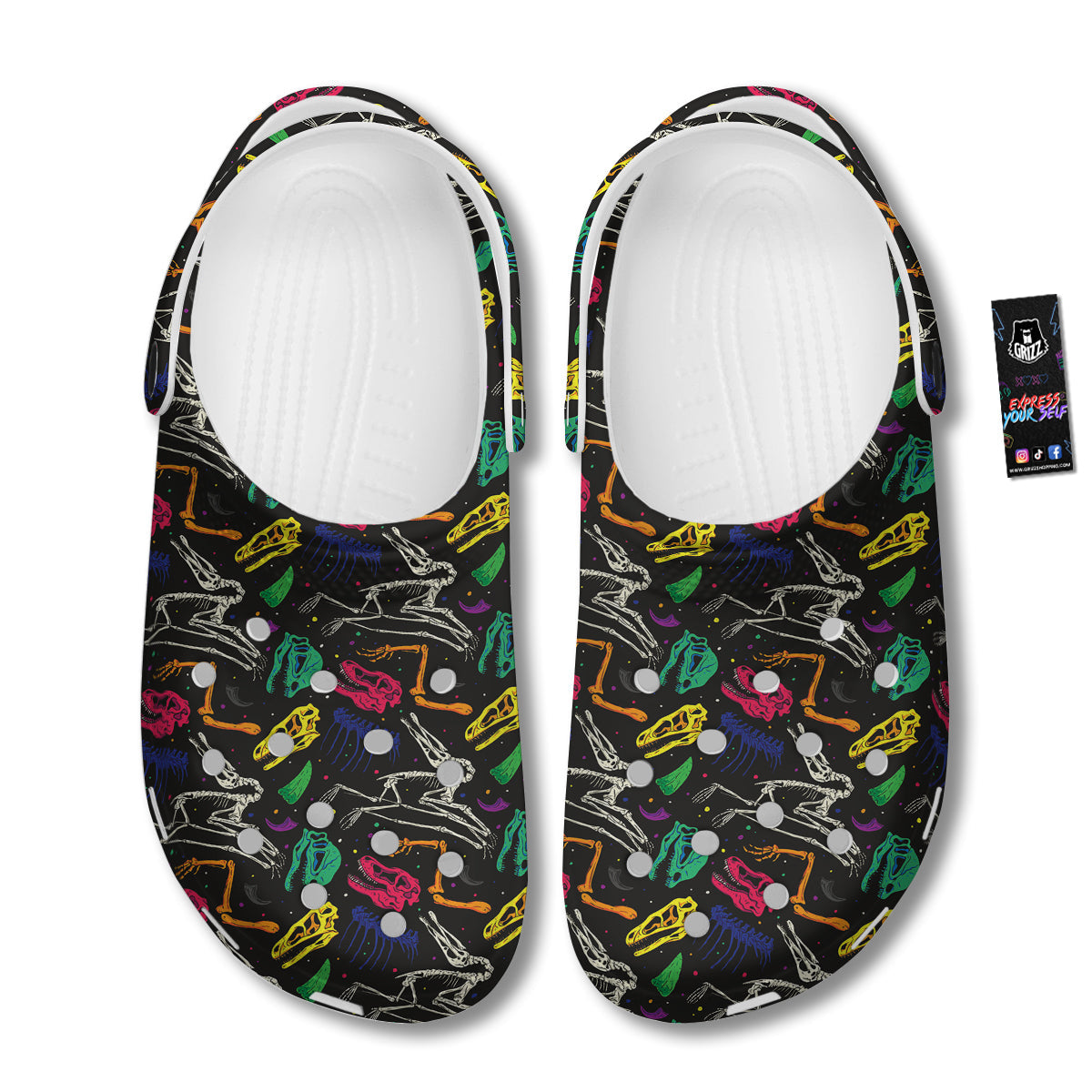 Dinosaurs Fossil Colorful Print Pattern Clog-grizzshop
