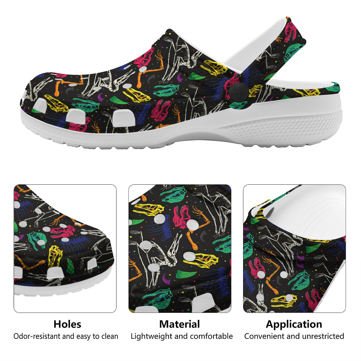 Dinosaurs Fossil Colorful Print Pattern Clog-grizzshop