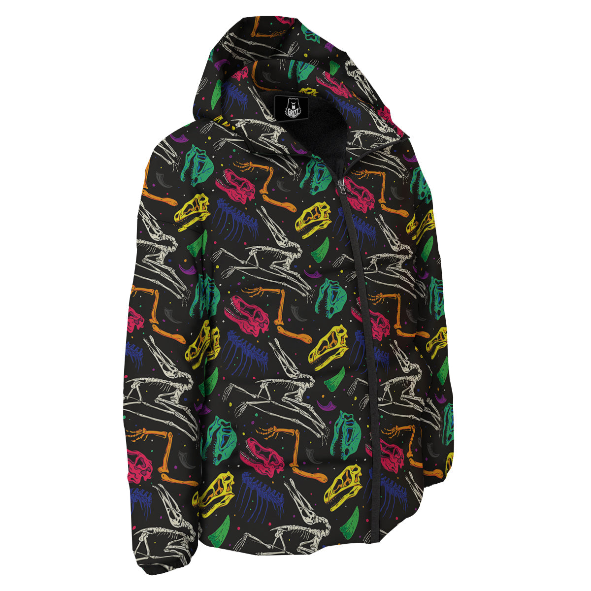 Dinosaurs Fossil Colorful Print Pattern Down Jacket-grizzshop
