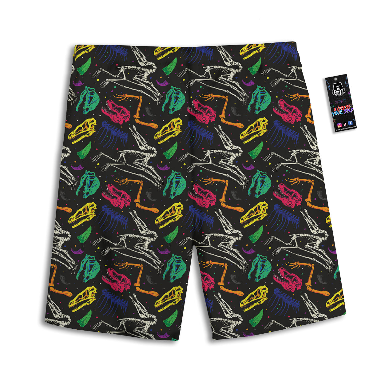 Dinosaurs Fossil Colorful Print Pattern Men's Athletic Shorts