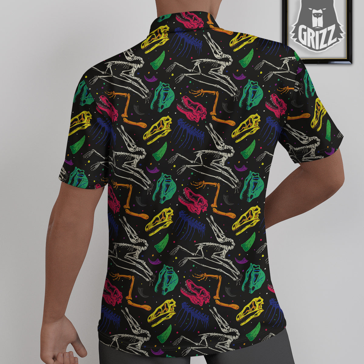 Dinosaurs Fossil Colorful Print Pattern Untucked Shirts-grizzshop