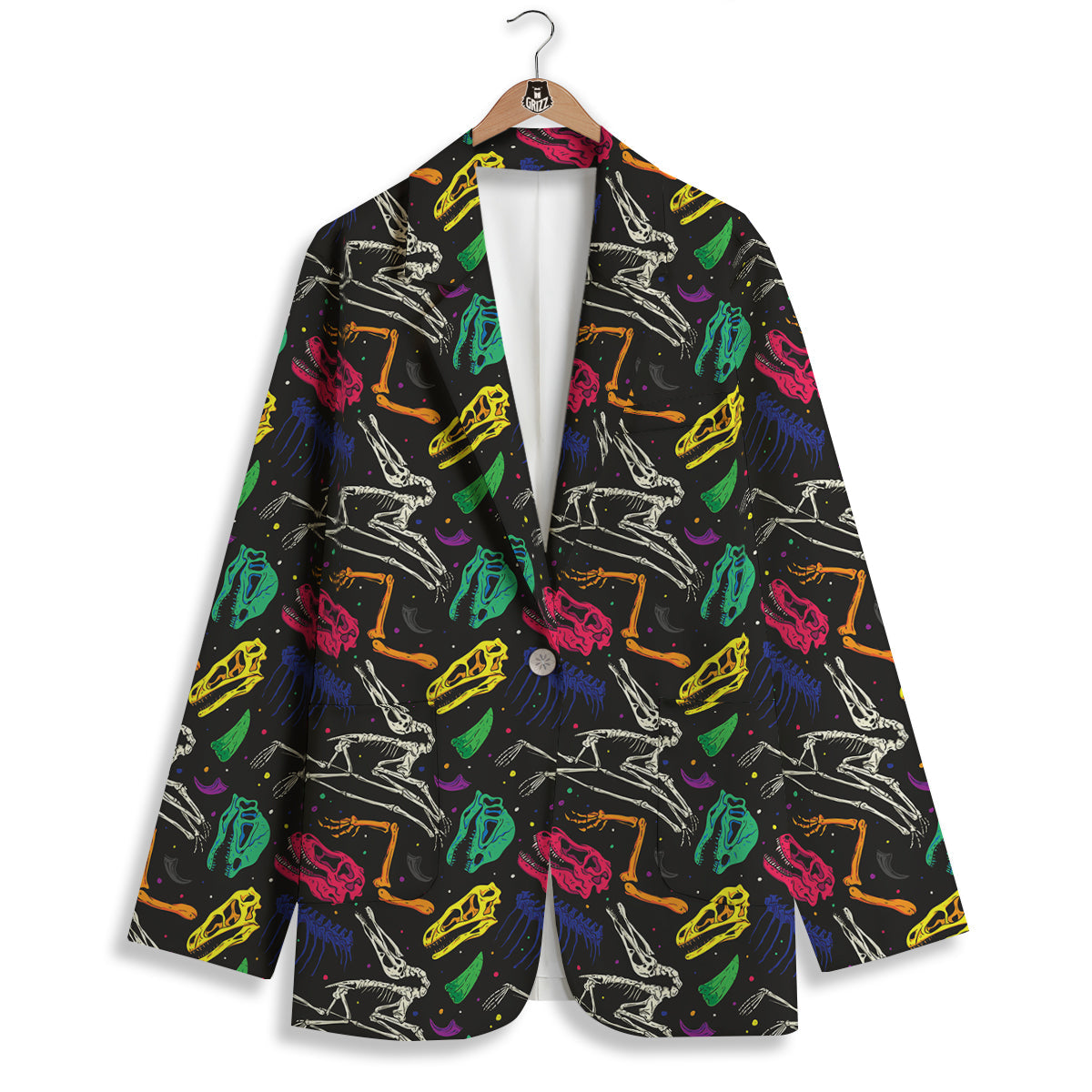 Dinosaurs Fossil Colorful Print Pattern Women's Blazer-grizzshop
