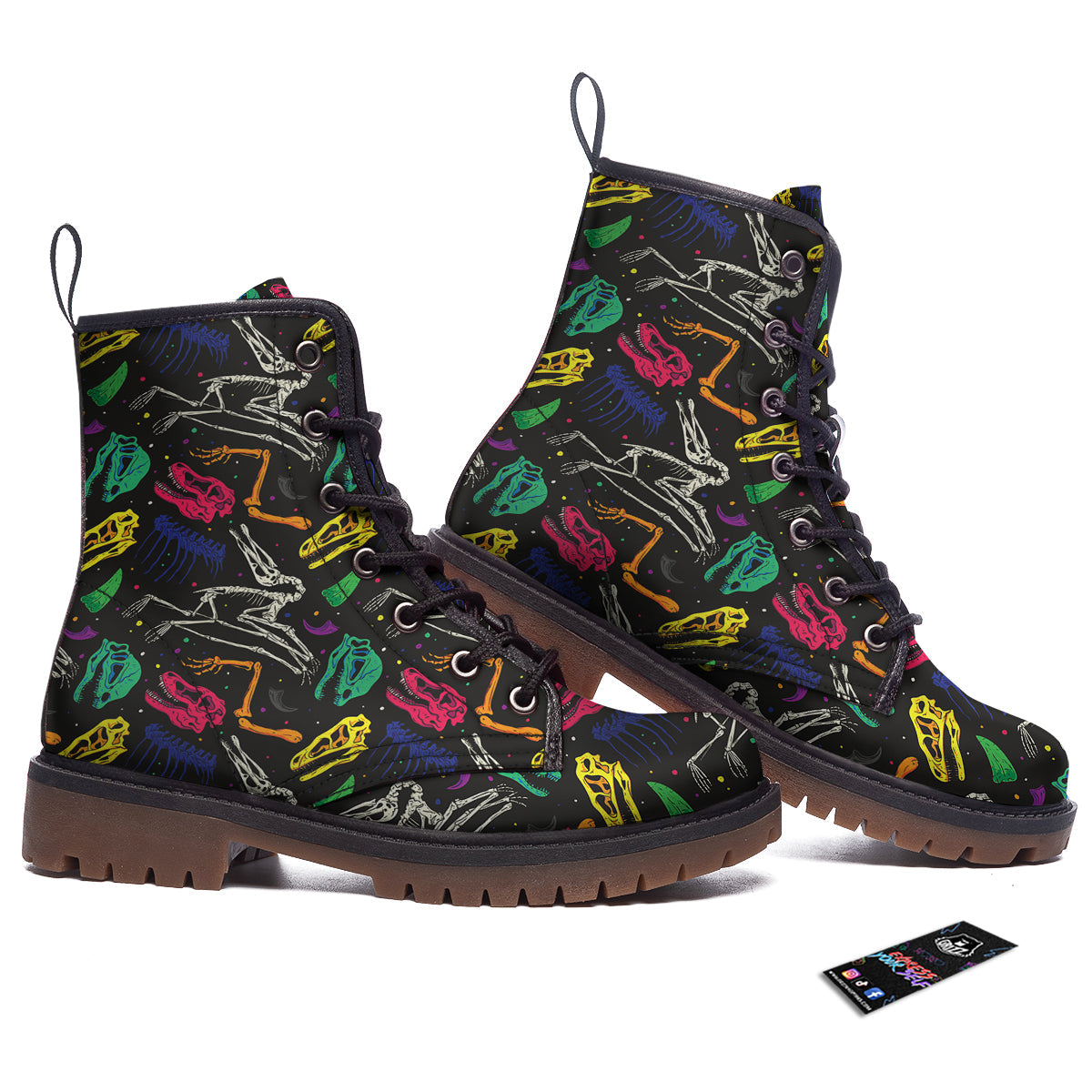 Dinosaurs Fossil Colorful Print Pattern Work Boots-grizzshop