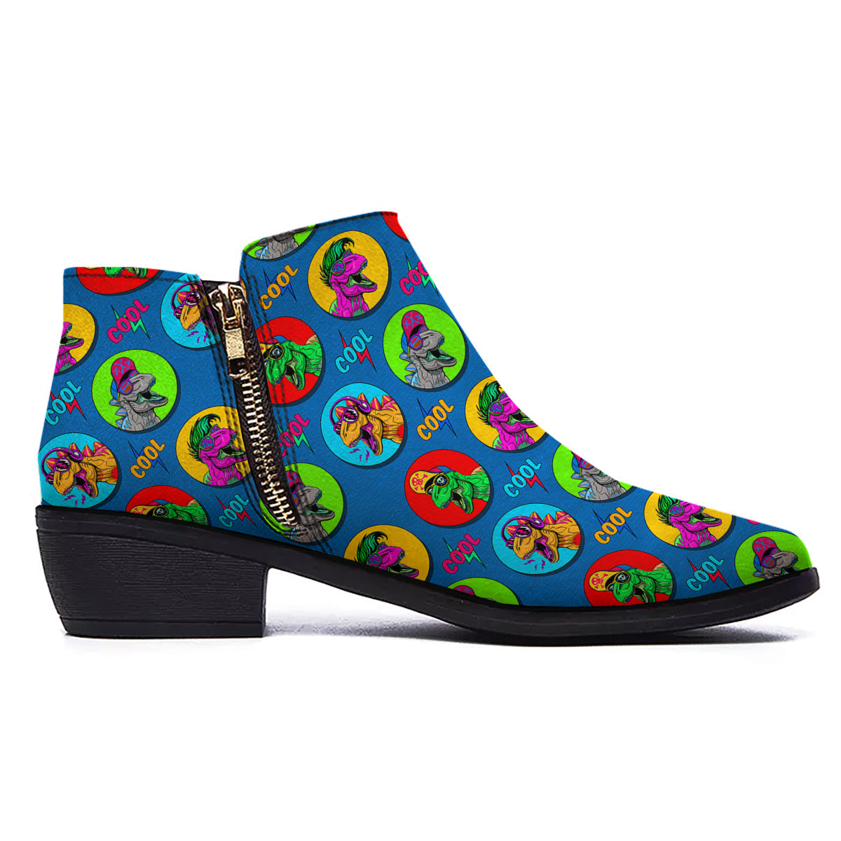 Dinosaurs Pop Art Print Pattern Ankle Boots-grizzshop