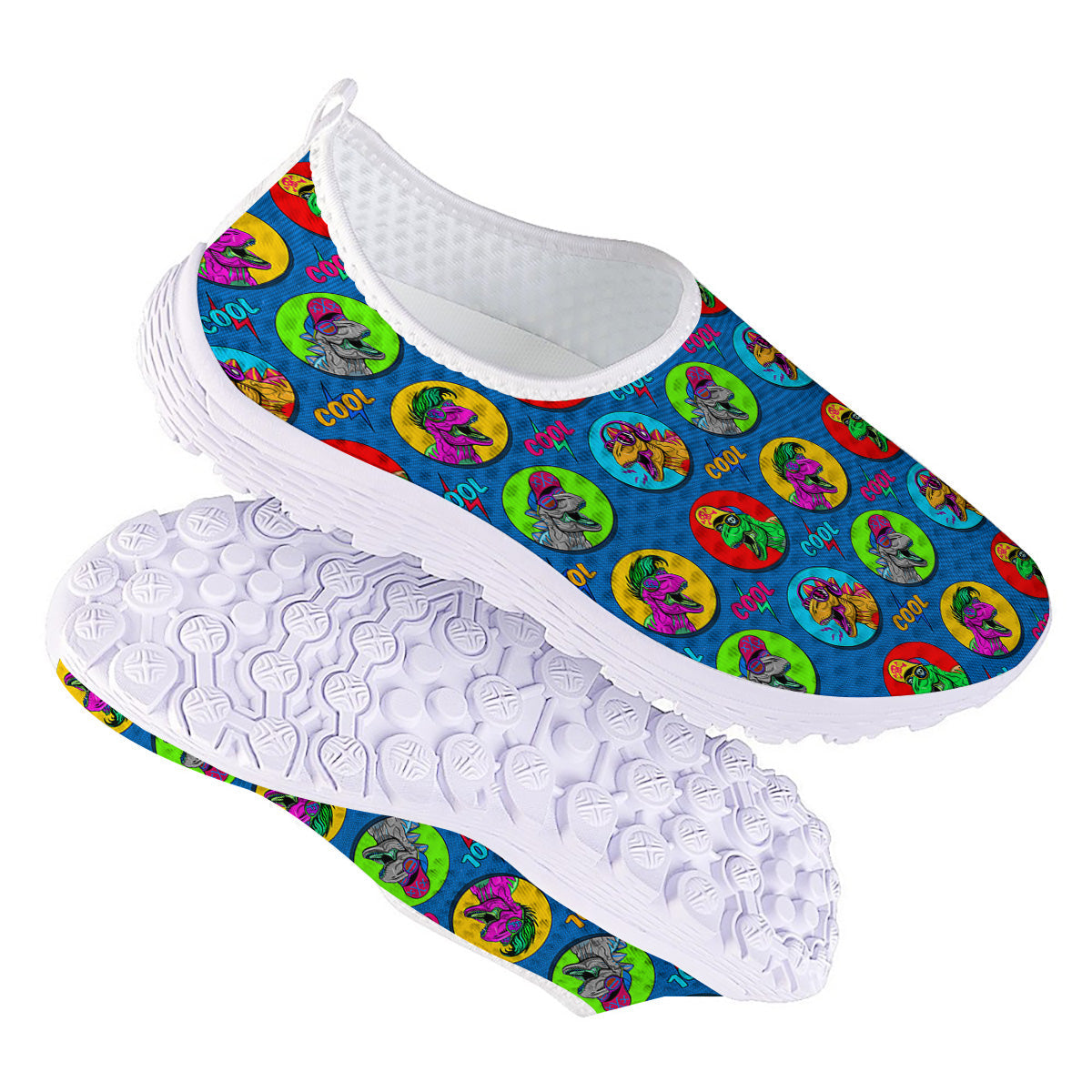 Dinosaurs Pop Art Print Pattern Nurse Shoes-grizzshop