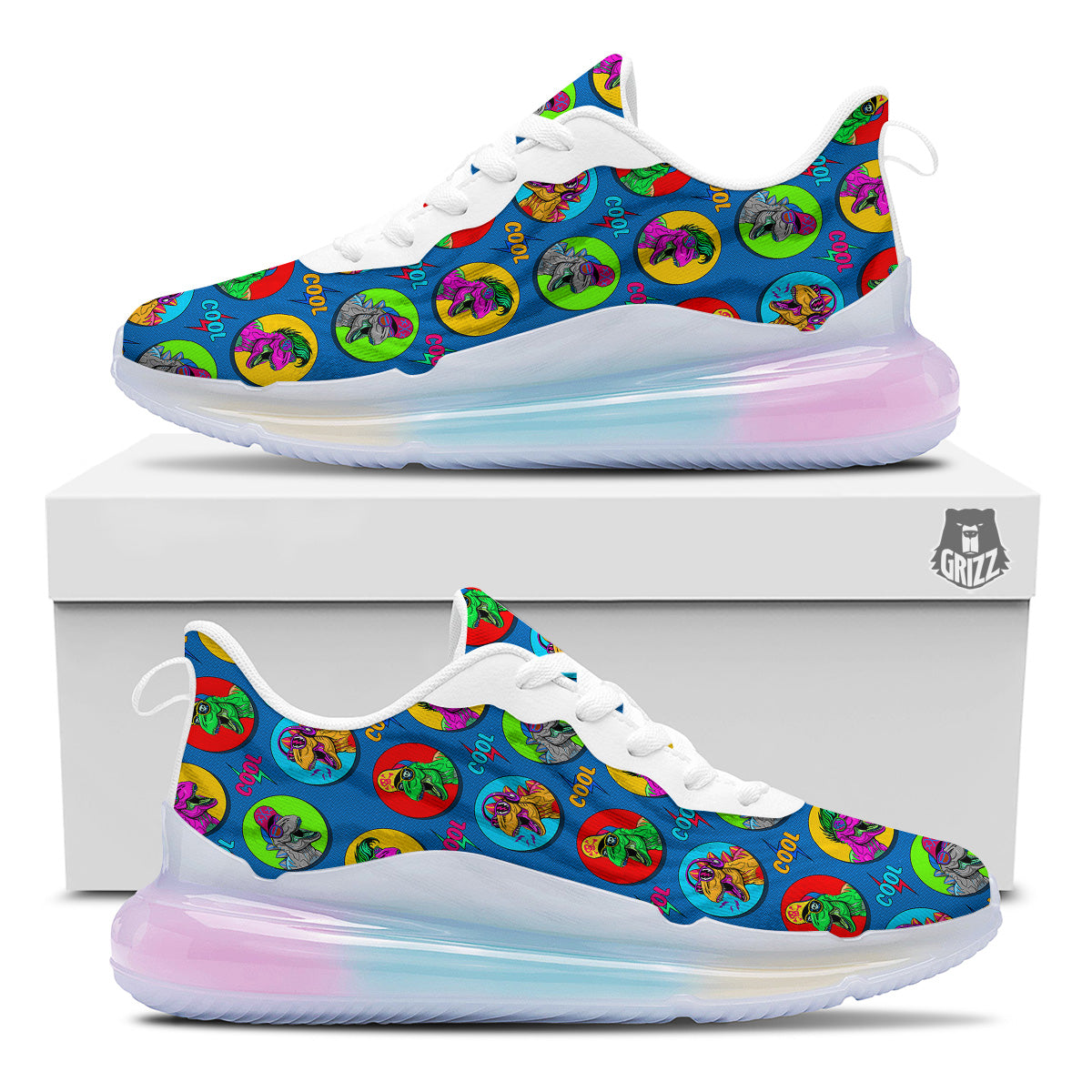 Dinosaurs Pop Art Print Pattern Running Sneakers-grizzshop