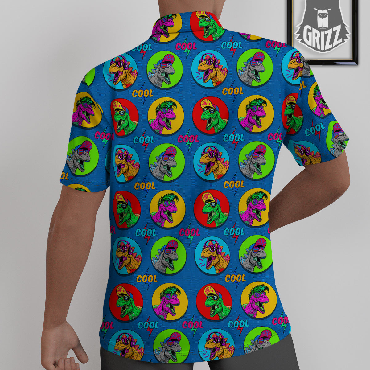 Dinosaurs Pop Art Print Pattern Untucked Shirts-grizzshop