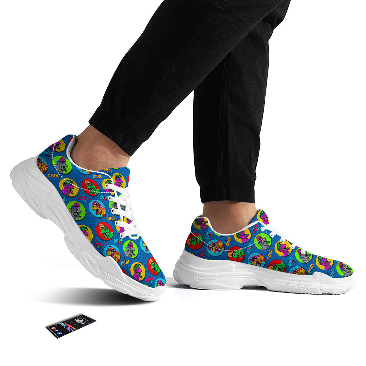Dinosaurs Pop Art Print Pattern White Chunky Shoes-grizzshop