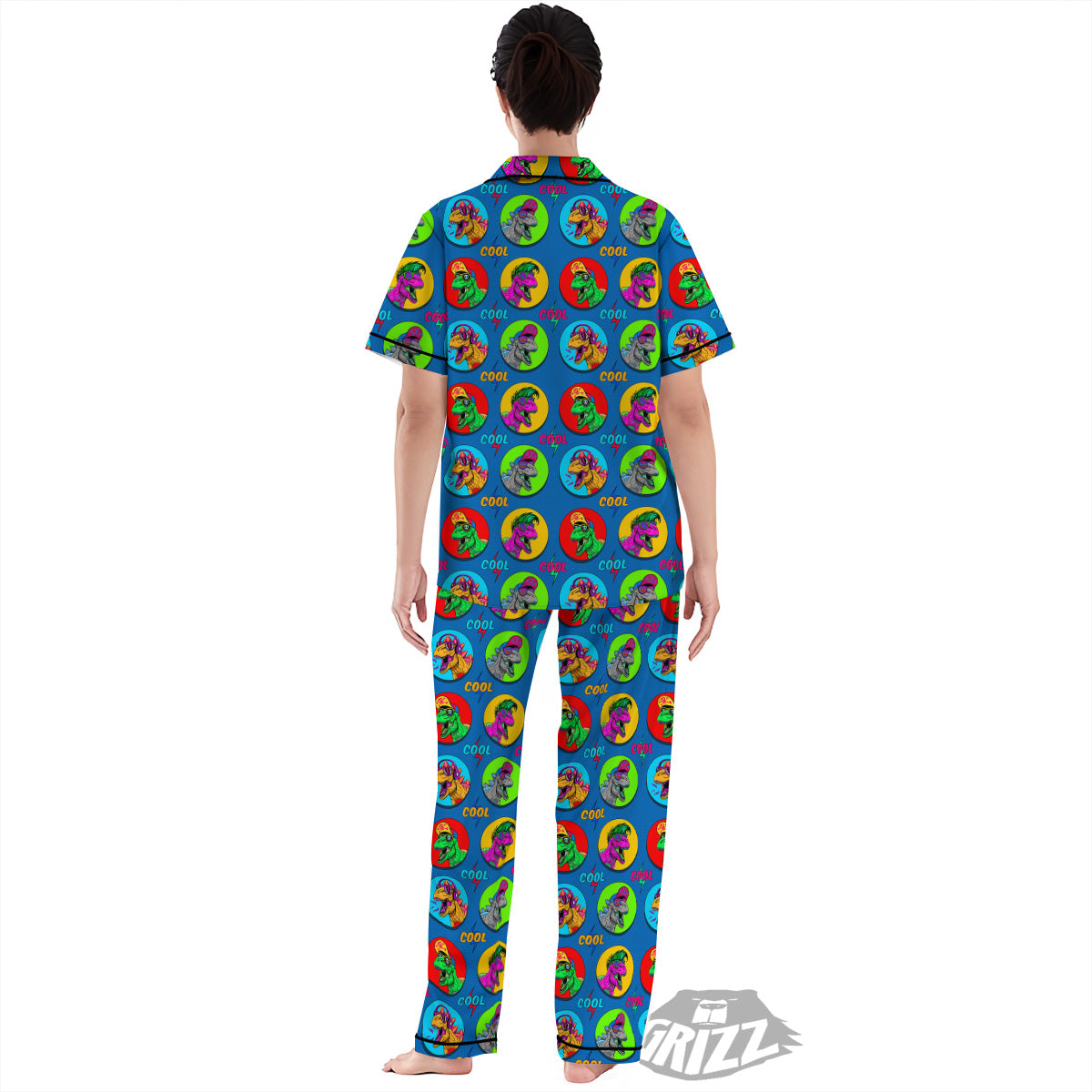 Dinosaurs Pop Art Print Pattern Women's Pajamas Set-grizzshop