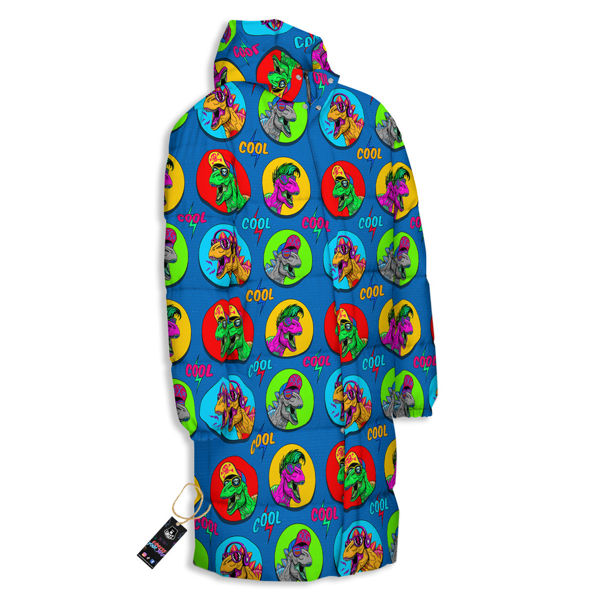 Dinosaurs Pop Art Print Pattern Long Down Jacket