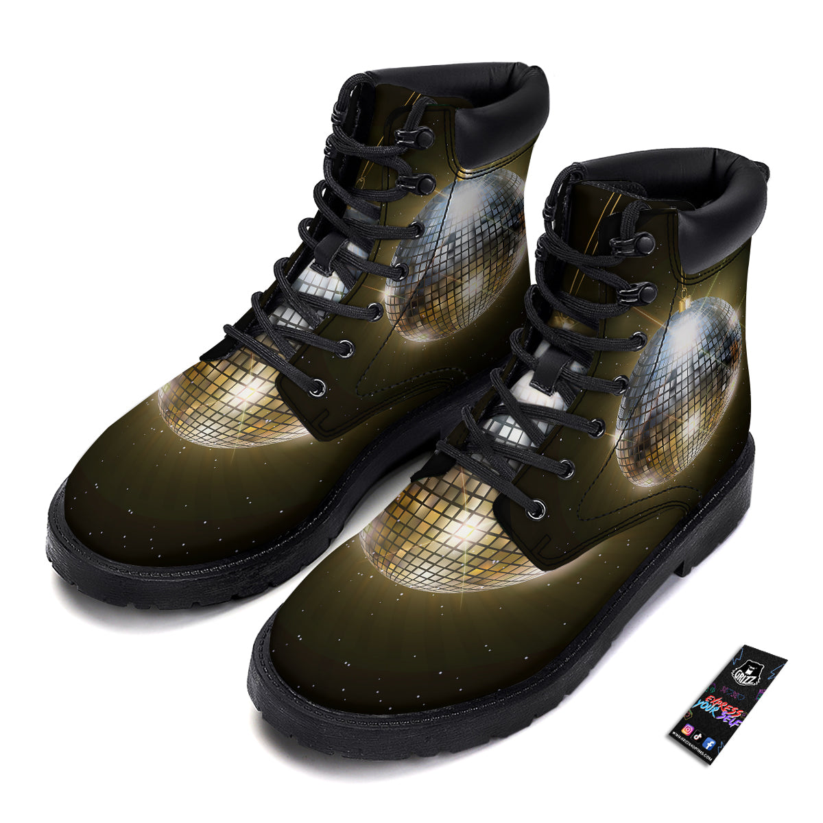 Disco Ball In Night Party Print Boots-grizzshop