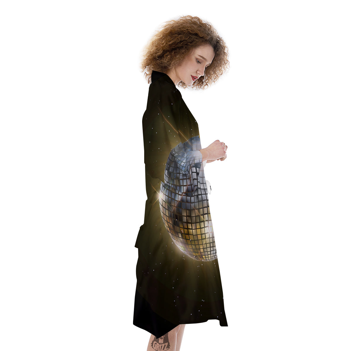 Disco Ball In Night Party Print Kimono-grizzshop
