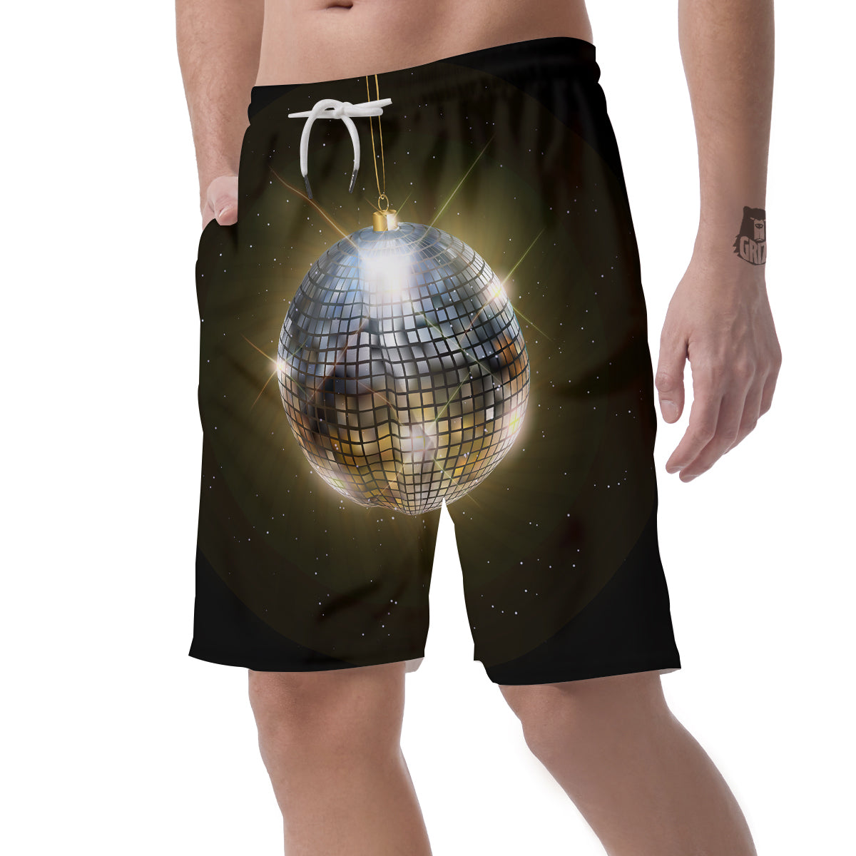 Disco Ball In Night Party Print Men's Shorts-grizzshop