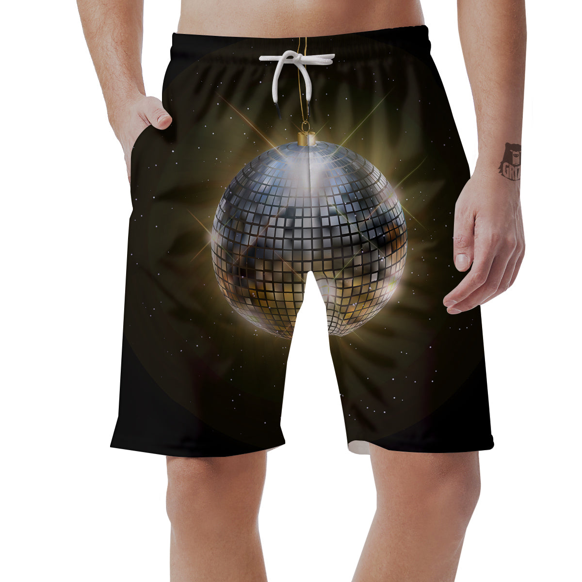 Disco Ball In Night Party Print Men's Shorts-grizzshop