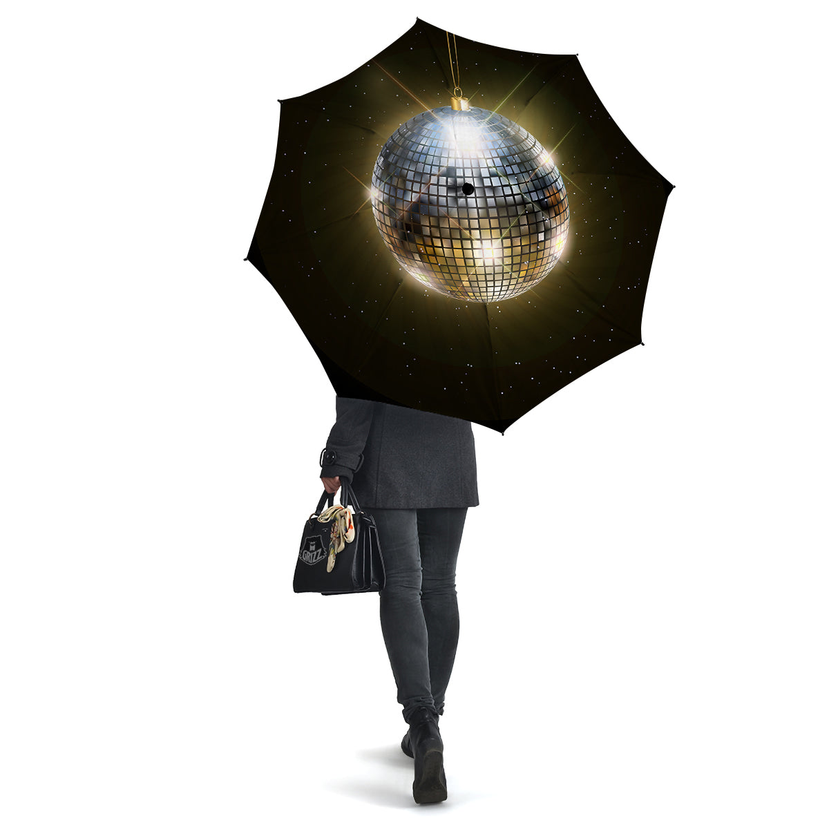 Disco Ball In Night Party Print Umbrella-grizzshop