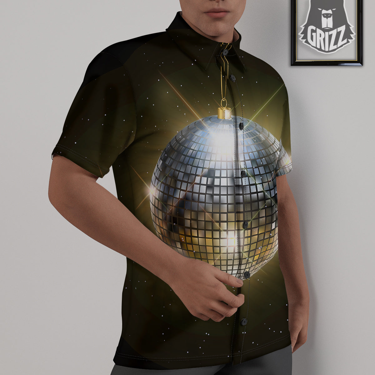 Disco Ball In Night Party Print Untucked Shirts-grizzshop