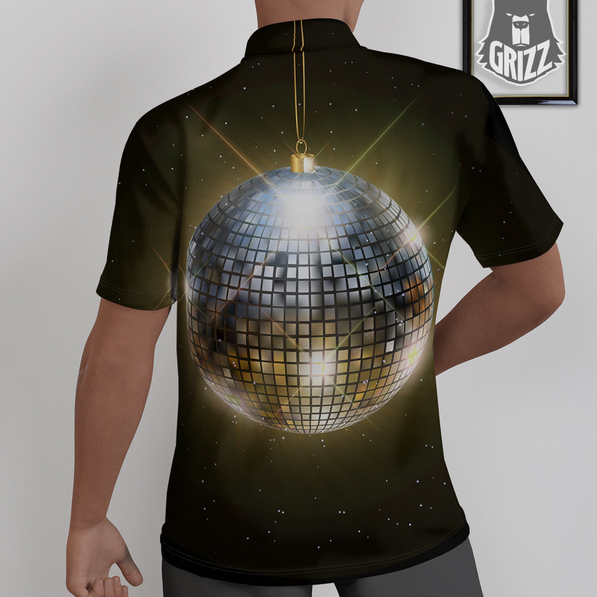 Disco Ball In Night Party Print Untucked Shirts-grizzshop
