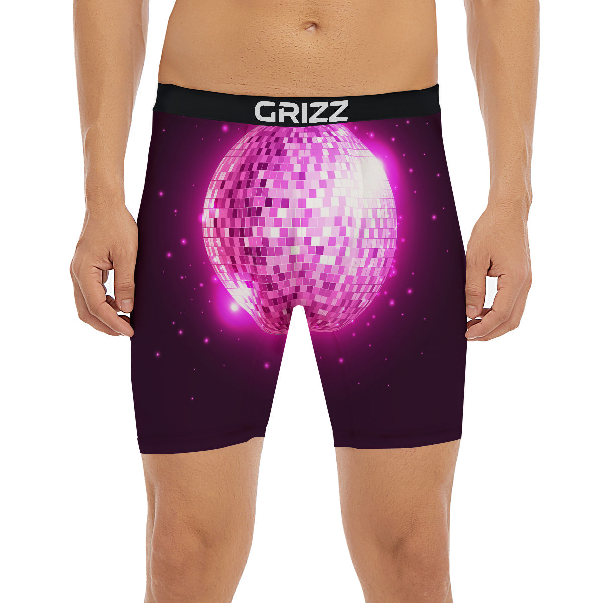 Disco Ball Light Pink Print Boxer Briefs-grizzshop